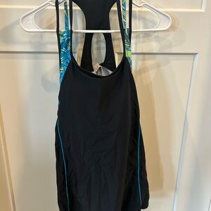 Black and Blue Women's Swimwear